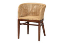Jerilyn Natural Rattan and Walnut Brown Acacia Wood Dining Chair Baxton