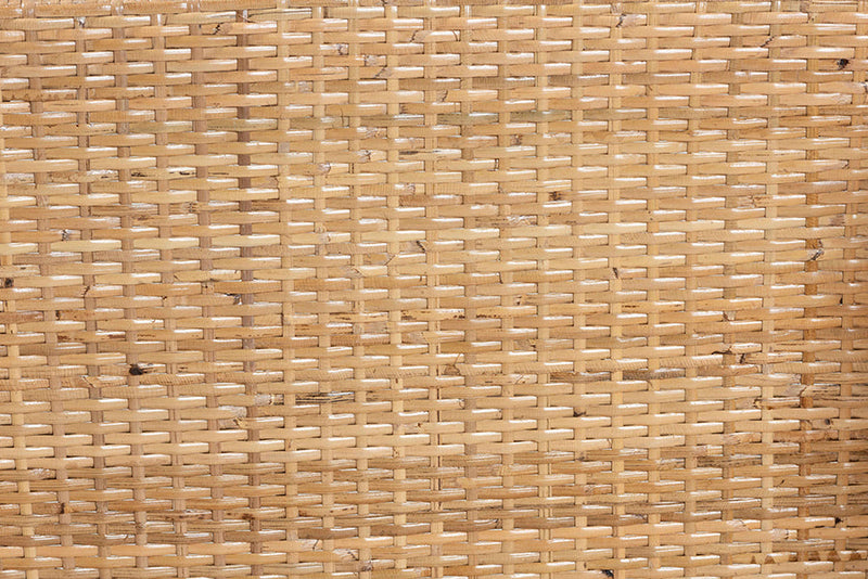 Jerilyn Natural Rattan and Walnut Brown Acacia Wood Dining Chair Baxton