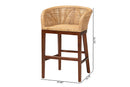 Jerilyn Natural Rattan and Walnut Brown Acacia Wood Counter Stool Baxton