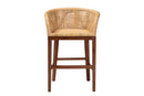 Jerilyn Natural Rattan and Walnut Brown Acacia Wood Counter Stool Baxton