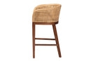 Jerilyn Natural Rattan and Walnut Brown Acacia Wood Counter Stool Baxton