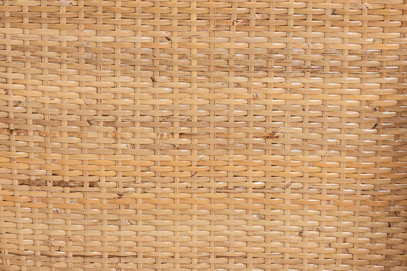 Jerilyn Natural Rattan and Walnut Brown Acacia Wood Counter Stool Baxton