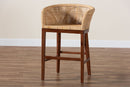 Jerilyn Natural Rattan and Walnut Brown Acacia Wood Counter Stool Baxton
