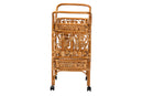 Eviana Natural Brown Rattan Kitchen Cart Baxton