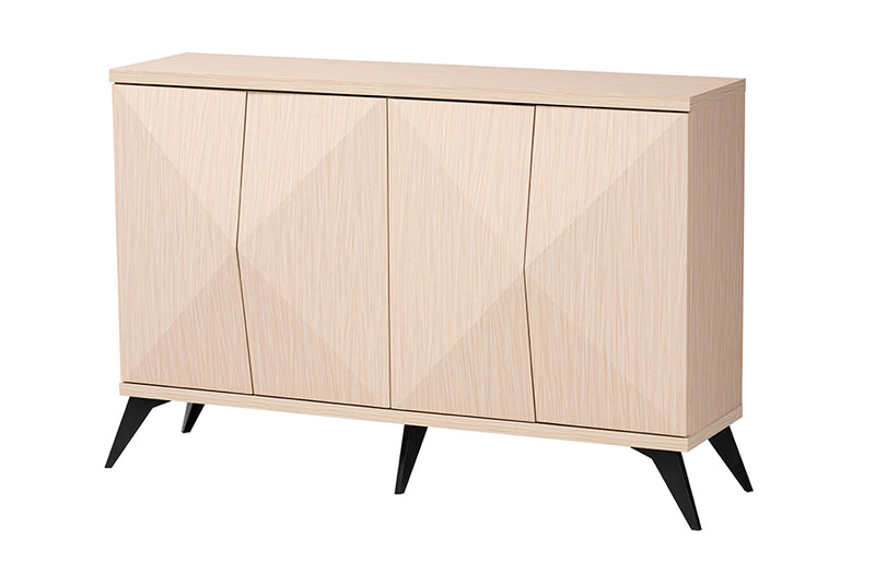 Ana Mid-Century Modern Two-Tone Light Brown and Black Wood 4-Door Sideboard Buffet