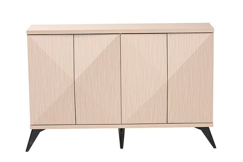 Ana Mid-Century Modern Two-Tone Light Brown and Black Wood 4-Door Sideboard Buffet