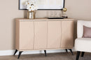 Ana Two-Tone Light Brown and Black Wood 4-Door Sideboard Buffet Baxton