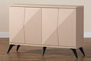 Ana Two-Tone Light Brown and Black Wood 4-Door Sideboard Buffet Baxton