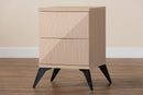 Ana Two-Tone Light Brown and Black Wood 2-Drawer Nightstand Baxton