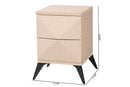 Ana Two-Tone Light Brown and Black Wood 2-Drawer Nightstand Baxton