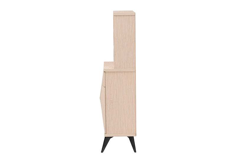 Ana Two-Tone Light Brown and Black Wood Kitchen Cabinet Baxton