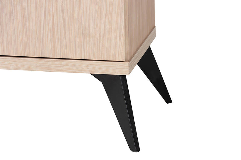 Ana Two-Tone Light Brown and Black Wood Kitchen Cabinet Baxton