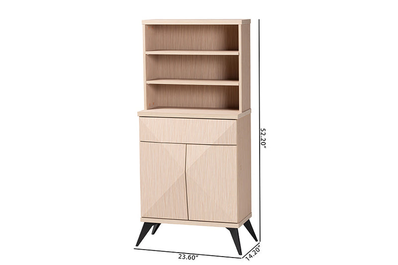 Ana Two-Tone Light Brown and Black Wood Kitchen Cabinet Baxton