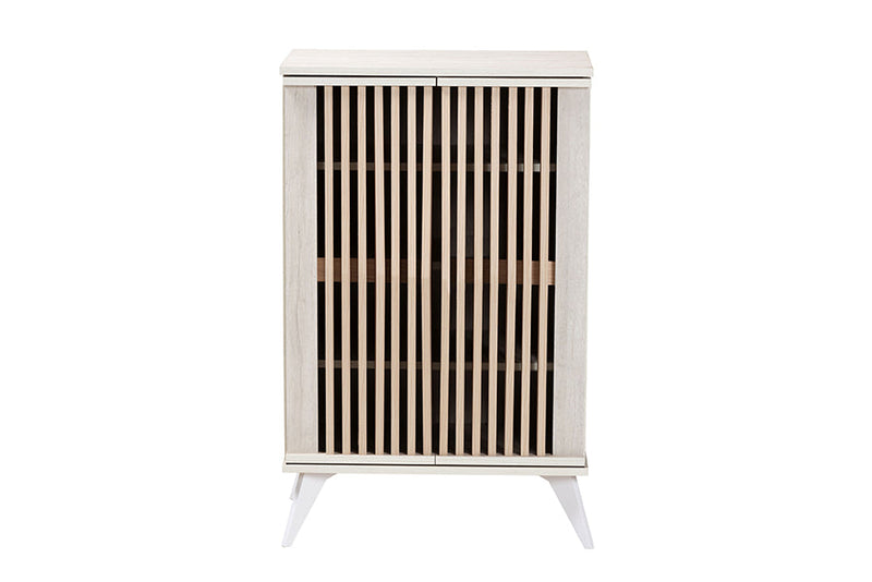 Bastet Light Gray and Brown Wood 2-Door Storage Cabinet Baxton
