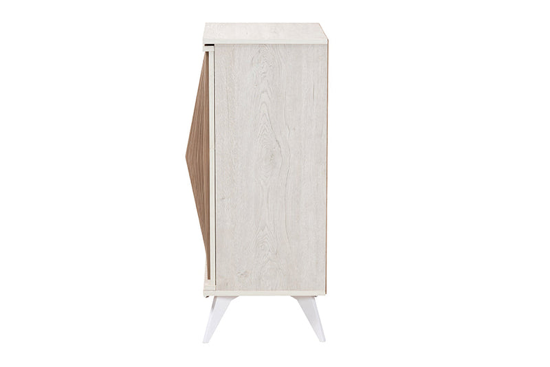 Bastet Light Gray and Brown Wood 2-Door Storage Cabinet Baxton