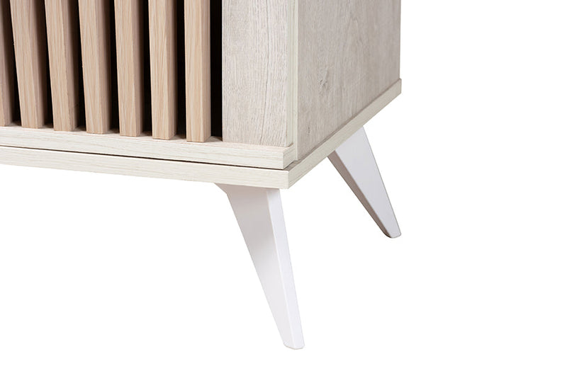 Bastet Light Gray and Brown Wood 2-Door Storage Cabinet Baxton
