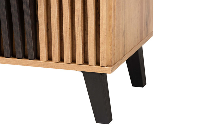 Leyna Two-Tone Espresso and Oak Brown 2-Door Storage Cabinet Baxton