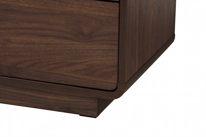 Onika Classic Walnut Brown Wood 5-Drawer Chest w/Rattan Drawer