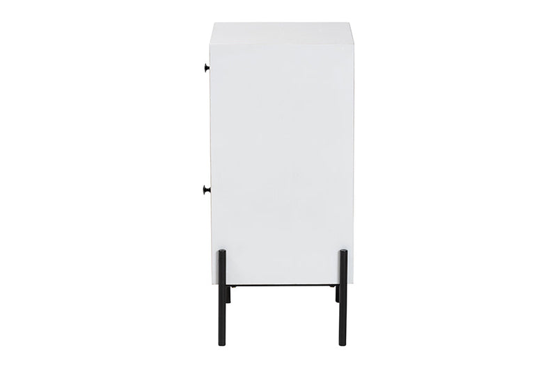 Glenda White and Black Metal 1-Drawer Storage Cabinet Baxton