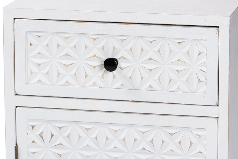 Glenda White and Black Metal 1-Drawer Storage Cabinet Baxton