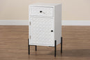 Glenda White and Black Metal 1-Drawer Storage Cabinet Baxton