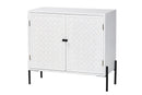 Glenda White and Black Metal 2-Door Storage Cabinet Baxton