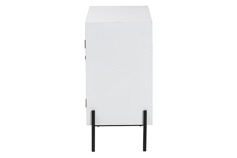 Glenda White and Black Metal 2-Door Storage Cabinet Baxton