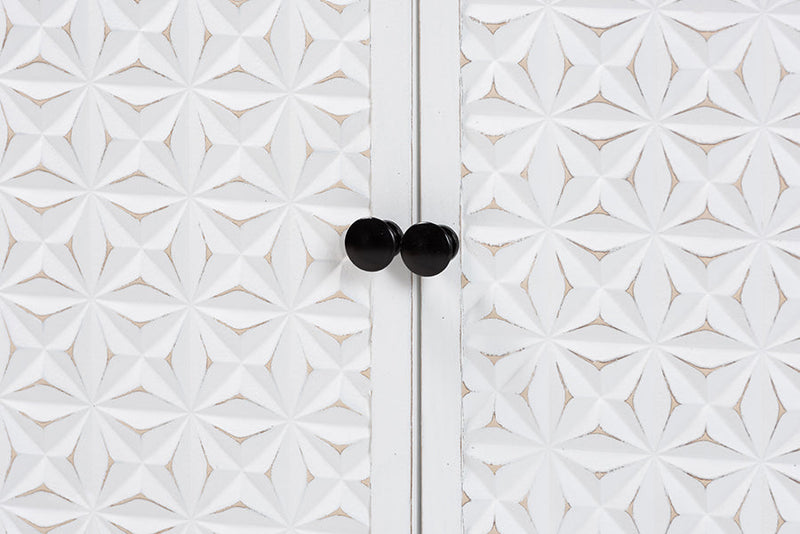 Glenda White and Black Metal 2-Door Storage Cabinet Baxton