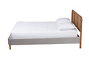 Alke Light Gray Velvet Fabric and Walnut Brown Queen Size Platform Bed Baxton