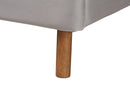 Alke Light Gray Velvet Fabric and Walnut Brown Queen Size Platform Bed Baxton