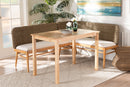 Euclid Natural Seagrass and Acacia Wood 3-Piece Dining Nook Set Baxton