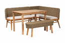 Euclid Natural Seagrass and Acacia Wood 4Pc Dining Nook Set Baxton