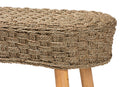Euclid Natural Seagrass and Acacia Wood Accent Bench Baxton