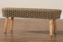 Euclid Natural Seagrass and Acacia Wood Accent Bench Baxton