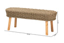 Euclid Natural Seagrass and Acacia Wood Accent Bench Baxton