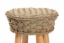 Euclid Natural Seagrass and Acacia Wood Stool Baxton