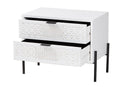 Naomi Distressed White and Black Metal 2-Drawer Storage Cabinet Baxton