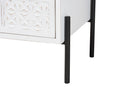 Naomi Distressed White and Black Metal 2-Drawer Storage Cabinet Baxton