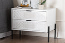 Naomi Distressed White and Black Metal 2-Drawer Storage Cabinet Baxton