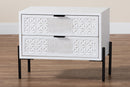 Naomi Distressed White and Black Metal 2-Drawer Storage Cabinet Baxton