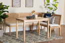 Giolla Bohemian Light Honey Rattan 3-Piece Dining Nook Set Baxton