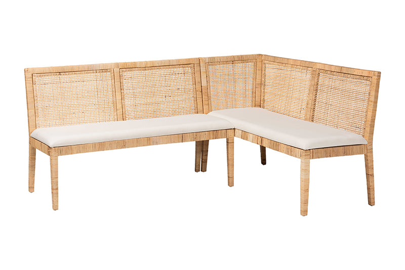 Giolla Bohemian Light Honey Rattan 2-Piece Banquette Set