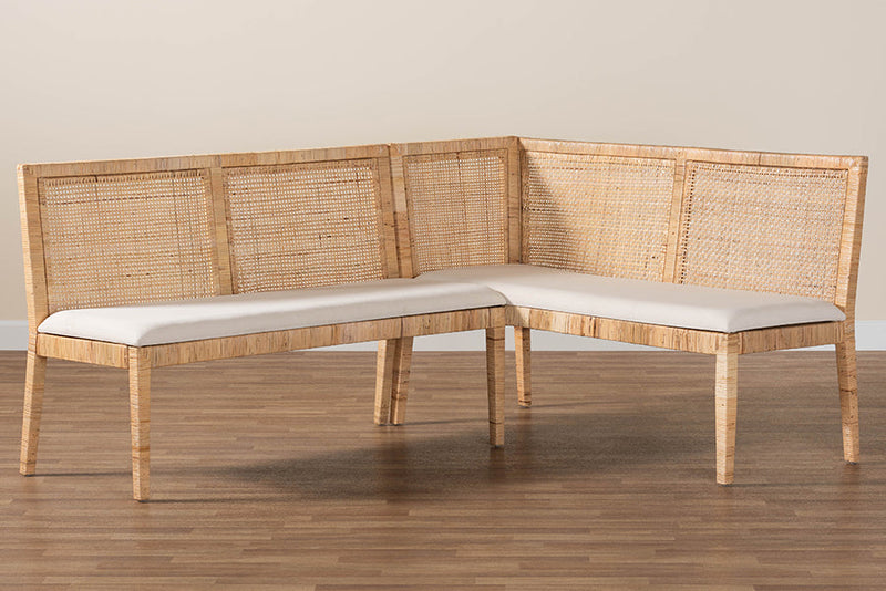 Giolla Bohemian Light Honey Rattan 2Pc Banquette Set Baxton