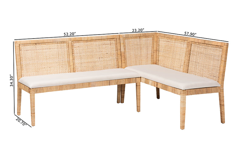 Giolla Bohemian Light Honey Rattan 2-Piece Banquette Set