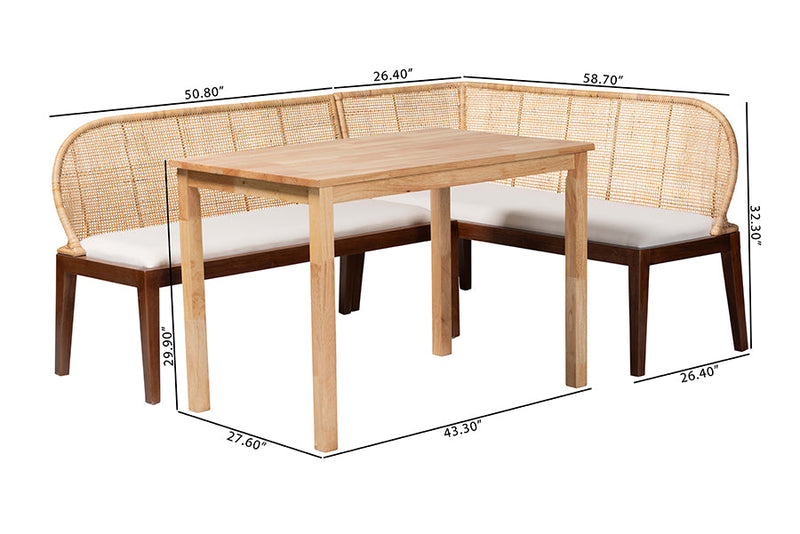 Oksana 3-Piece Dining Nook Set Baxton