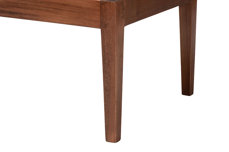 Alena Nautral Brown Rattan and Brown Acacia Wood 2Pc Dining Nook Banquette Set Baxton