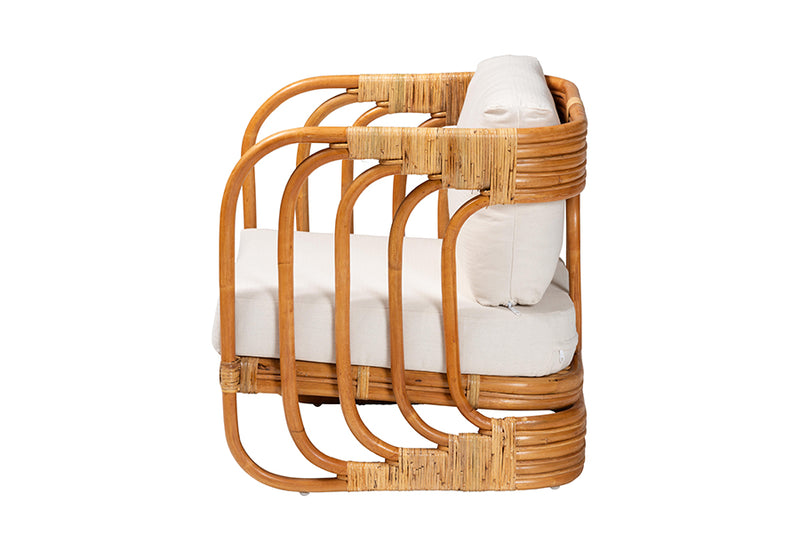 Connell Modern Bohemian Natural Rattan Arm Chair