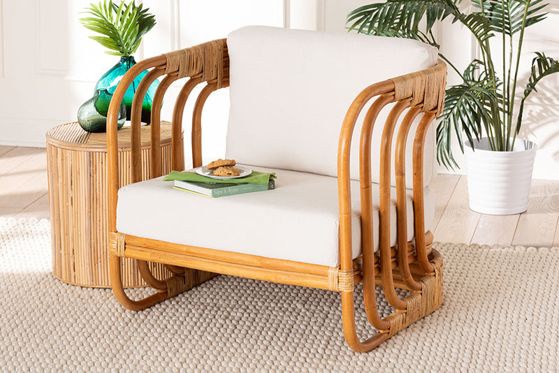 Connell Modern Bohemian Natural Rattan Arm Chair