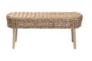 Vologne Natural Kubu Rattan and Gray Acacia Wood Accent Bench Baxton