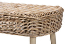 Vologne Natural Kubu Rattan and Gray Acacia Wood Accent Bench Baxton